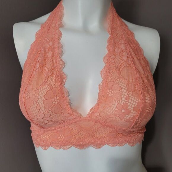 Free People Intimately Gallon Lace Halter Bra Lt Orange Size XS - Picture 3 of 10